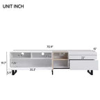 Meuble TV TUYOHW pour téléviseurs jusqu'à 80 pouces, console multimédia TV moderne avec porte abattante, compartiments de rangement et 2 tiroirs