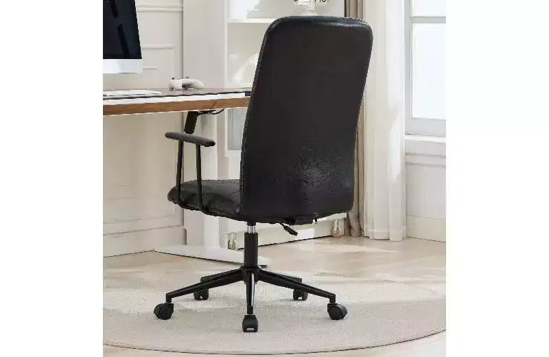 Chaise de bureau pivotante à dossier haut TUYOHW, chaise de bureau ergonomique avec vérin à gaz réglable, chaise de bureau en cuir PU avec accoudoirs et roulettes