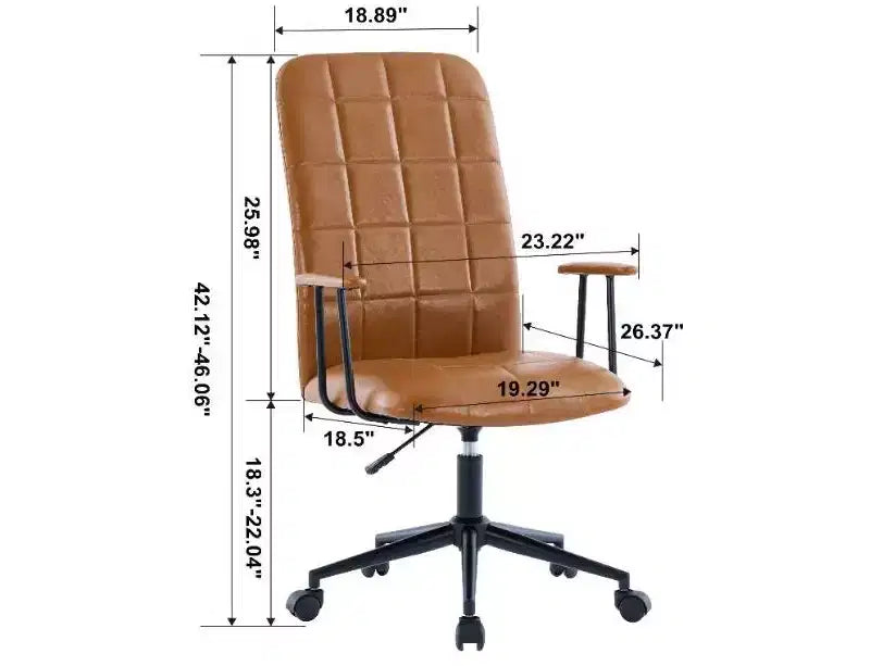 Chaise de bureau pivotante à dossier haut TUYOHW, chaise de bureau ergonomique avec vérin à gaz réglable, chaise de bureau en cuir PU avec accoudoirs et roulettes