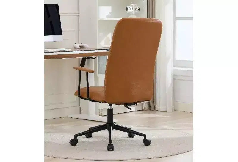 Chaise de bureau pivotante à dossier haut TUYOHW, chaise de bureau ergonomique avec vérin à gaz réglable, chaise de bureau en cuir PU avec accoudoirs et roulettes