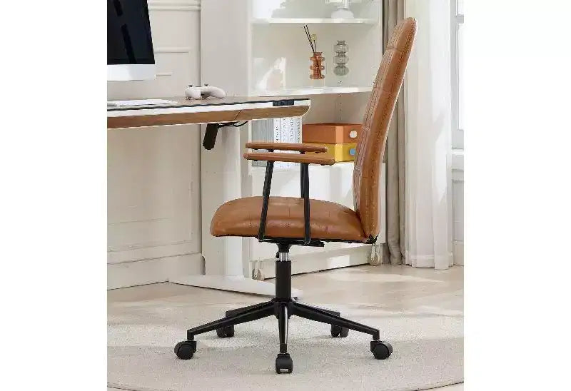 Chaise de bureau pivotante à dossier haut TUYOHW, chaise de bureau ergonomique avec vérin à gaz réglable, chaise de bureau en cuir PU avec accoudoirs et roulettes