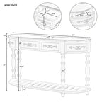 TUYOHW 52 Table console incurvée classique avec 4 tiroirs et étagère inférieure, table d'entrée en bois massif avec grand espace de rangement pour couloir, salon