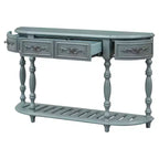 TUYOHW 52 Table console incurvée classique avec 4 tiroirs et étagère inférieure, table d'entrée en bois massif avec grand espace de rangement pour couloir, salon