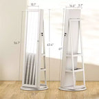 TUYOHW Miroir psyché rotatif à 360° avec base stable, miroir sur pied avec rangement à bijoux pour entrée, salon, chambre à coucher