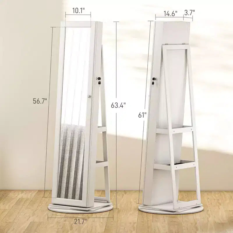 TUYOHW Miroir psyché rotatif à 360° avec base stable, miroir sur pied avec rangement à bijoux pour entrée, salon, chambre à coucher