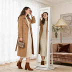 TUYOHW Miroir psyché rotatif à 360° avec base stable, miroir sur pied avec rangement à bijoux pour entrée, salon, chambre à coucher
