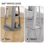 TUYOHW Miroir psyché rotatif à 360° avec base stable, miroir sur pied avec rangement à bijoux pour entrée, salon, chambre à coucher