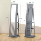 TUYOHW Miroir psyché rotatif à 360° avec base stable, miroir sur pied avec rangement à bijoux pour entrée, salon, chambre à coucher