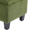 Banc de rangement ottoman Zeus & Ruta 51 po en tissu bouclé vert avec capitonnage et pieds en bois d'hévéa