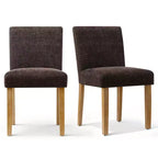 Lot de 2 chaises de salle à manger modernes sans accoudoirs avec assise rembourrée en tissu et pieds en bois massif pour cuisine ou salle à manger-Panipeachy