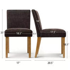 Lot de 2 chaises de salle à manger modernes sans accoudoirs avec assise rembourrée en tissu et pieds en bois massif pour cuisine ou salle à manger-Panipeachy