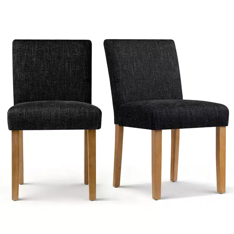 Lot de 2 chaises de salle à manger modernes sans accoudoirs avec assise rembourrée en tissu et pieds en bois massif pour cuisine ou salle à manger-Panipeachy