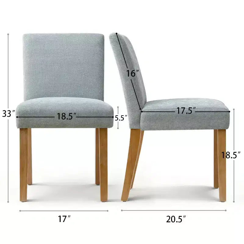 Lot de 2 chaises de salle à manger modernes sans accoudoirs avec assise rembourrée en tissu et pieds en bois massif pour cuisine ou salle à manger-Panipeachy