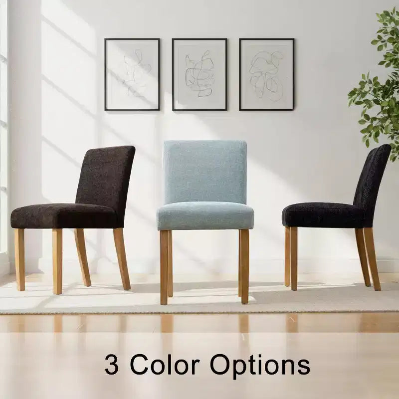 Lot de 2 chaises de salle à manger modernes sans accoudoirs avec assise rembourrée en tissu et pieds en bois massif pour cuisine ou salle à manger-Panipeachy