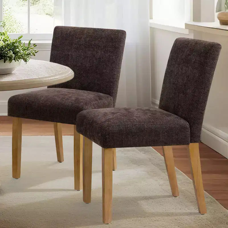 Lot de 2 chaises de salle à manger modernes sans accoudoirs avec assise rembourrée en tissu et pieds en bois massif pour cuisine ou salle à manger-Panipeachy