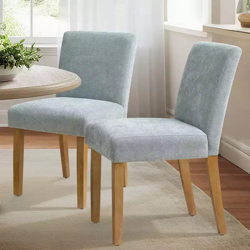 Lot de 2 chaises de salle à manger modernes sans accoudoirs avec assise rembourrée en tissu et pieds en bois massif pour cuisine ou salle à manger-Panipeachy
