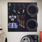 VEVOR Revêtement mural à lattes, 1,2 x 1,2 m, lambris mural PVC pour garage avec design modulaire, panneau mural à lattes noir facile à installer et réglable, noir