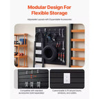 VEVOR Revêtement mural à lattes, 1,2 x 1,2 m, lambris mural PVC pour garage avec design modulaire, panneau mural à lattes noir facile à installer et réglable, noir