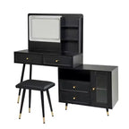 Coiffeuse moderne Whisen, table de maquillage rétractable, ensemble compact avec miroir, tiroirs et meuble de rangement