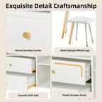 Coiffeuse moderne Whisen, table de maquillage rétractable, ensemble compact avec miroir, tiroirs et meuble de rangement