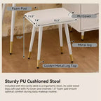 Coiffeuse moderne Whisen, table de maquillage rétractable, ensemble compact avec miroir, tiroirs et meuble de rangement