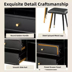 Coiffeuse moderne Whisen, table de maquillage rétractable, ensemble compact avec miroir, tiroirs et meuble de rangement