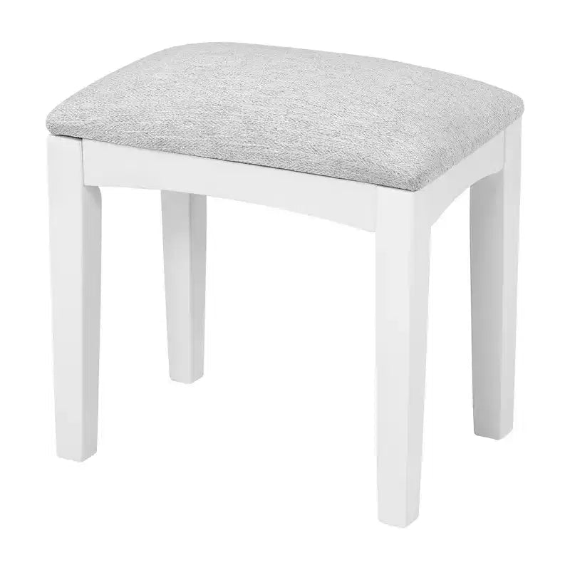 Coiffeuse Whisen 44.4, station de beauté peu encombrante avec miroir, tabouret, tiroir et meuble de rangement - Blanc