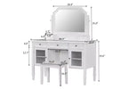 Coiffeuse Whisen 44.4, station de beauté peu encombrante avec miroir, tabouret, tiroir et meuble de rangement - Blanc