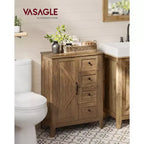 VASAGLE Collection LIRY - Meuble de Rangement, Meuble de Salle de Bain, 4 Tiroirs, Organisateur de Rangement sur Pied, Porte Coulissante, Étagère Réglable