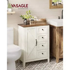 VASAGLE Collection LIRY - Meuble de Rangement, Meuble de Salle de Bain, 4 Tiroirs, Organisateur de Rangement sur Pied, Porte Coulissante, Étagère Réglable