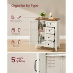 VASAGLE Collection LIRY - Meuble de Rangement, Meuble de Salle de Bain, 4 Tiroirs, Organisateur de Rangement sur Pied, Porte Coulissante, Étagère Réglable