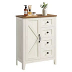 VASAGLE Collection LIRY - Meuble de Rangement, Meuble de Salle de Bain, 4 Tiroirs, Organisateur de Rangement sur Pied, Porte Coulissante, Étagère Réglable