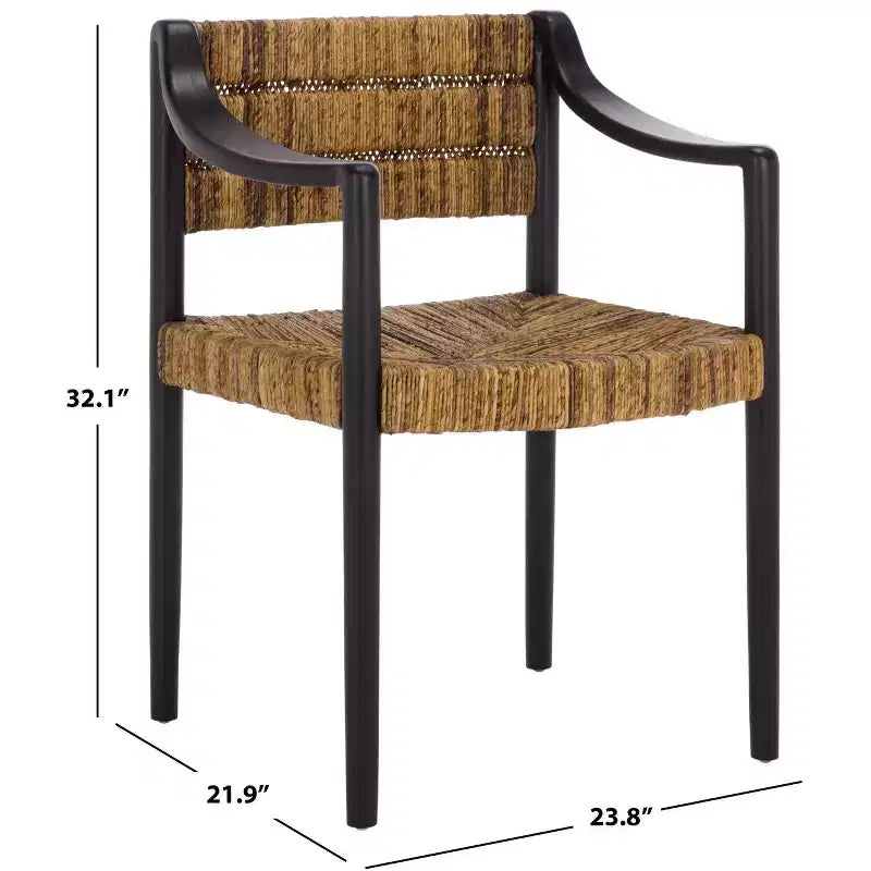 Chaise de salle à manger Aksel Arm - DCH1214 - Banane Naturel/Noir - Safavieh
