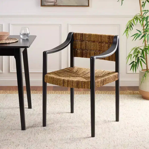 Chaise de salle à manger Aksel Arm - DCH1214 - Banane Naturel/Noir - Safavieh
