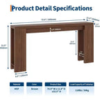 Console d'entrée rustique en bois de 70,9 pouces de long pour couloir, salon, derrière un canapé, profondeur étroite de 11,8 pouces