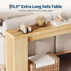 Console d'entrée rustique en bois de 70,9 pouces de long pour couloir, salon, derrière un canapé, profondeur étroite de 11,8 pouces