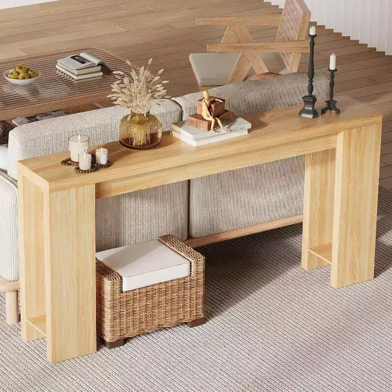 Console d'entrée rustique en bois de 70,9 pouces de long pour couloir, salon, derrière un canapé, profondeur étroite de 11,8 pouces