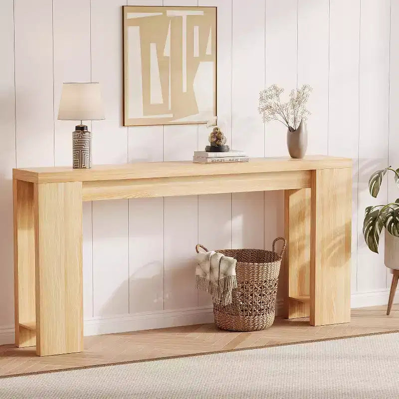 Console d'entrée rustique en bois de 70,9 pouces de long pour couloir, salon, derrière un canapé, profondeur étroite de 11,8 pouces