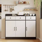 42.5 Inch Sideboard Buffet Cabinet,Modern Kitchen Storage Cabinet with Adjustable Shelves,Wooden Cupboard with 3 Drawers for Living Room,Dining Room