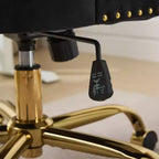 Chaise de bureau pivotante réglable, chaise de bureau moderne en velours capitonné avec base en métal doré (noir)