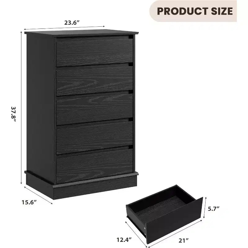 Commode haute de chambre Acekool avec tiroirs, commode verticale en bois avec rangement profond, organisateur de placard