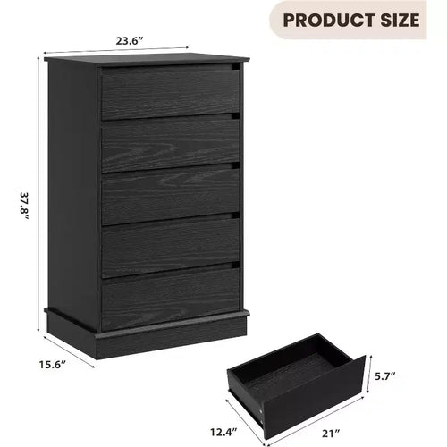 Commode haute de chambre Acekool avec tiroirs, commode verticale en bois avec rangement profond, organisateur de placard
