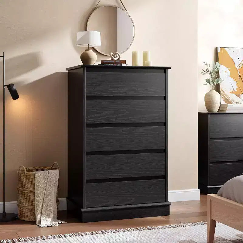 Commode haute de chambre Acekool avec tiroirs, commode verticale en bois avec rangement profond, organisateur de placard