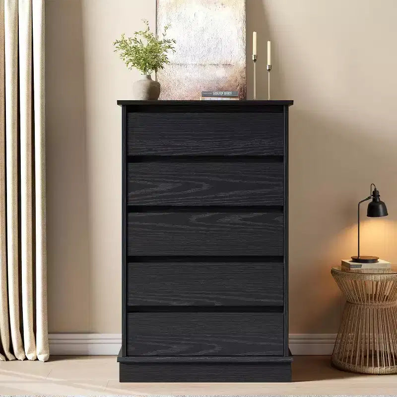 Commode haute de chambre Acekool avec tiroirs, commode verticale en bois avec rangement profond, organisateur de placard
