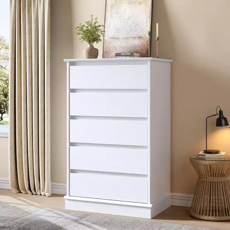 Commode haute de chambre Acekool avec tiroirs, commode verticale en bois avec rangement profond, organisateur de placard