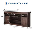 Meuble TV 58" pour téléviseur jusqu'à 75", meuble TV de 33" de haut, meuble TV de style ferme pour salon