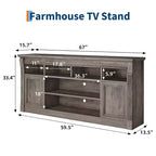 Meuble TV 58" pour téléviseur jusqu'à 75", meuble TV de 33" de haut, meuble TV de style ferme pour salon