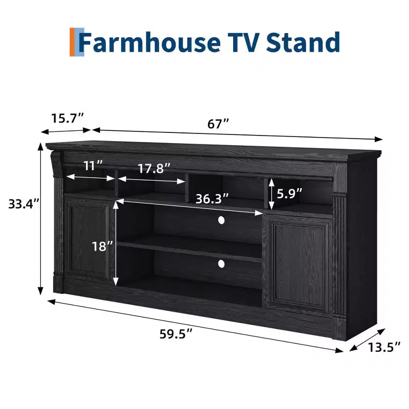 Meuble TV 58" pour téléviseur jusqu'à 75", meuble TV de 33" de haut, meuble TV de style ferme pour salon