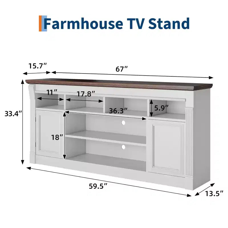Meuble TV 58" pour téléviseur jusqu'à 75", meuble TV de 33" de haut, meuble TV de style ferme pour salon