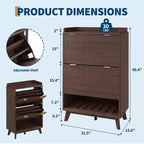 Meuble de rangement pour chaussures avec 2 tiroirs à rabat, meuble de rangement pour chaussures dissimulé sur pied, meuble à chaussures étroit en bois pour couloir et salon